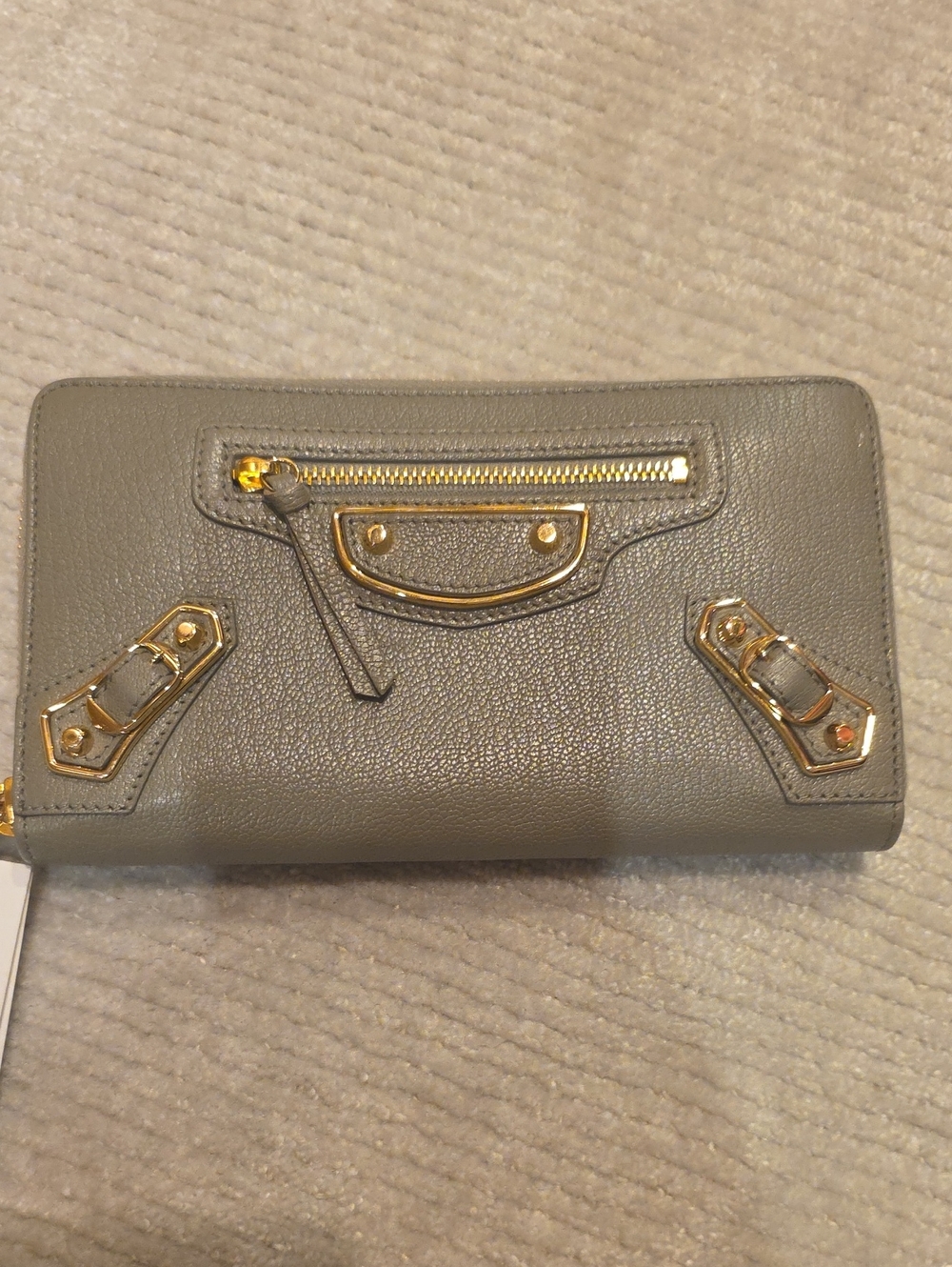 Balenciaga Tan Large Arena Wallet with Gold Hardware